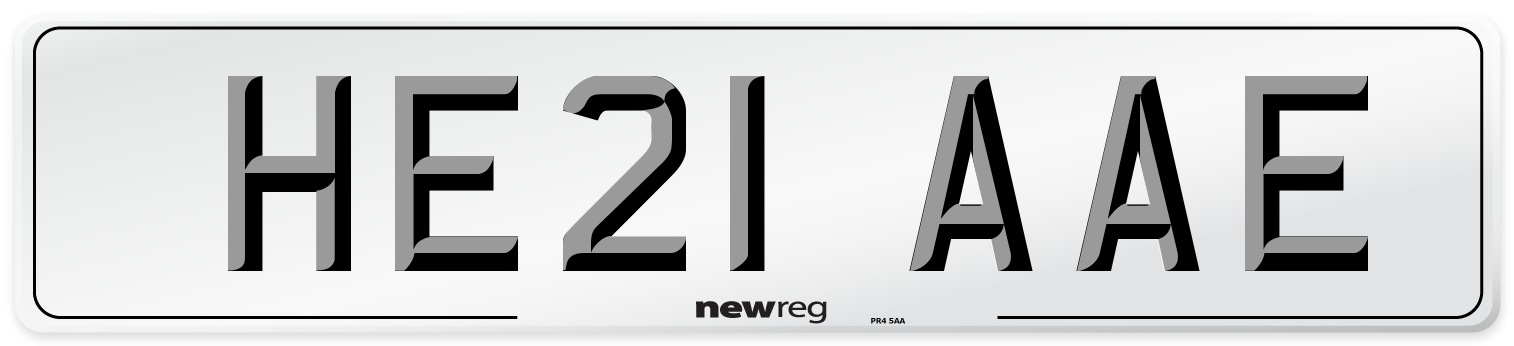 HE21 AAE Number Plate from New Reg